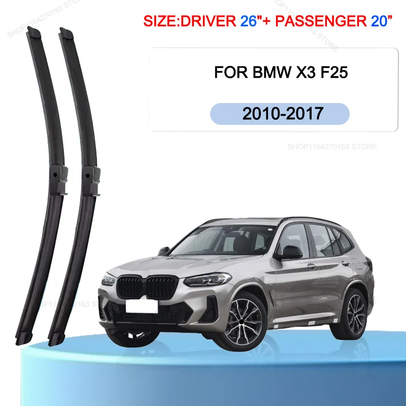 Car Wiper Blades For BMW X3 F25 2010-2017 Windshield Windscreen Front Window Blades 26"+20" Car Accessories
Car Wiper Blades For BMW X3 F25 2010-2017 Windshield Windscreen Front Window Blades 26"+20" Car Accessories