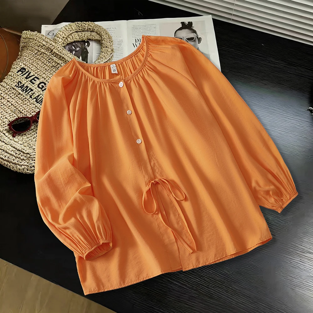 Fashionable Lightweight Loose Women's Shirt Summer 2026 New Style Commute Artistic Style Five Sleeve Uniform Thin Resistant
Fashionable Lightweight Loose Women's Shirt Summer 2026 New Style Commute Artistic Style Five Sleeve Uniform Thin Resistant
