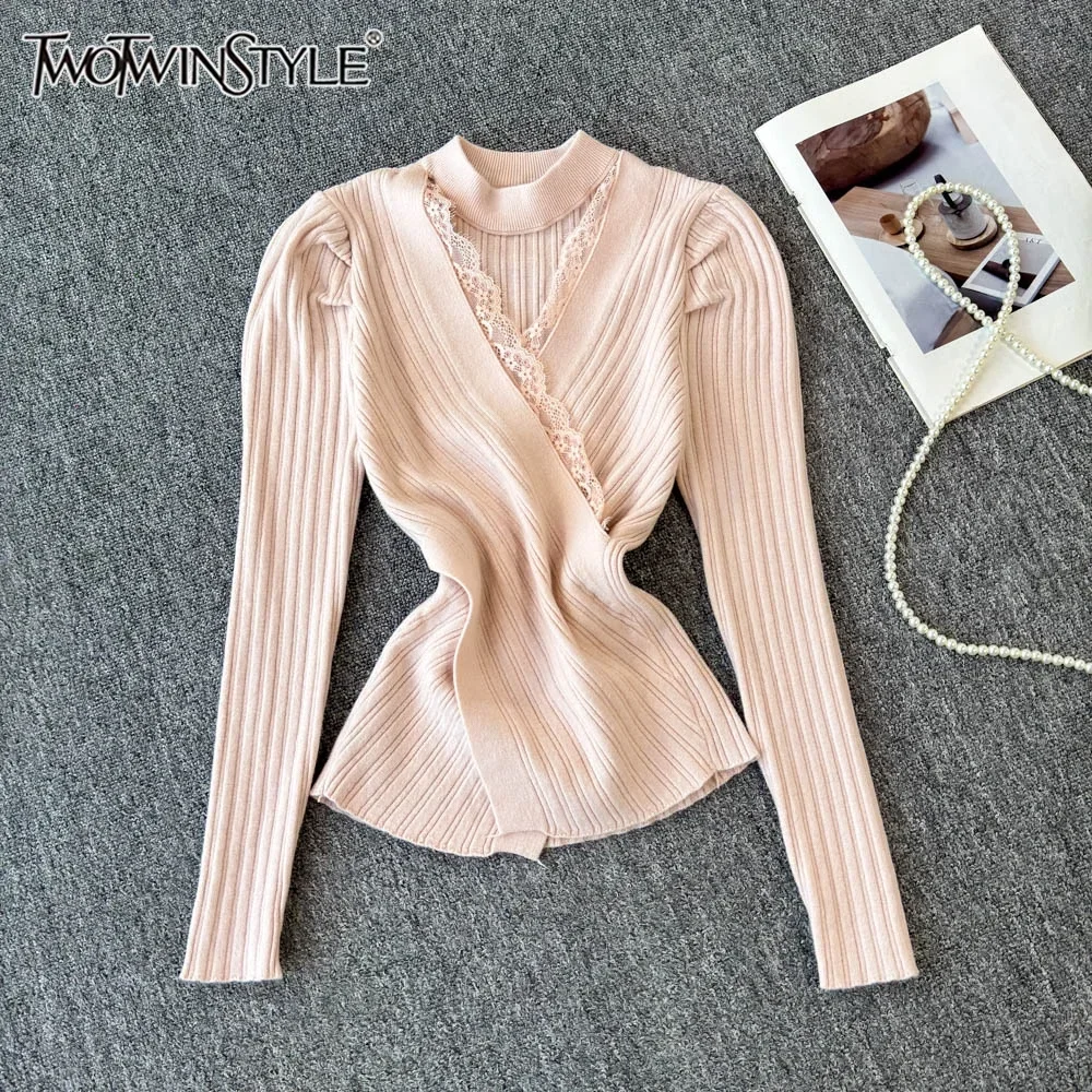 TWOTWINSTYLE New Spliced Lace Elegant Sweaters For Women O Neck Long Sleeve Cut Out Pullover Sweater Female Fashion KDR523849
TWOTWINSTYLE New Spliced Lace Elegant Sweaters For Women O Neck Long Sleeve Cut Out Pullover Sweater Female Fashion KDR523849