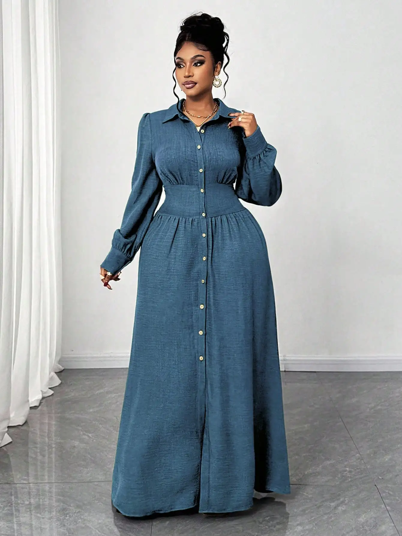 Plus Size Women Solid Color Long Sleeve Single-Breasted Waist Cinched Casual Shirt Dress
Plus Size Women Solid Color Long Sleeve Single-Breasted Waist Cinched Casual Shirt Dress
