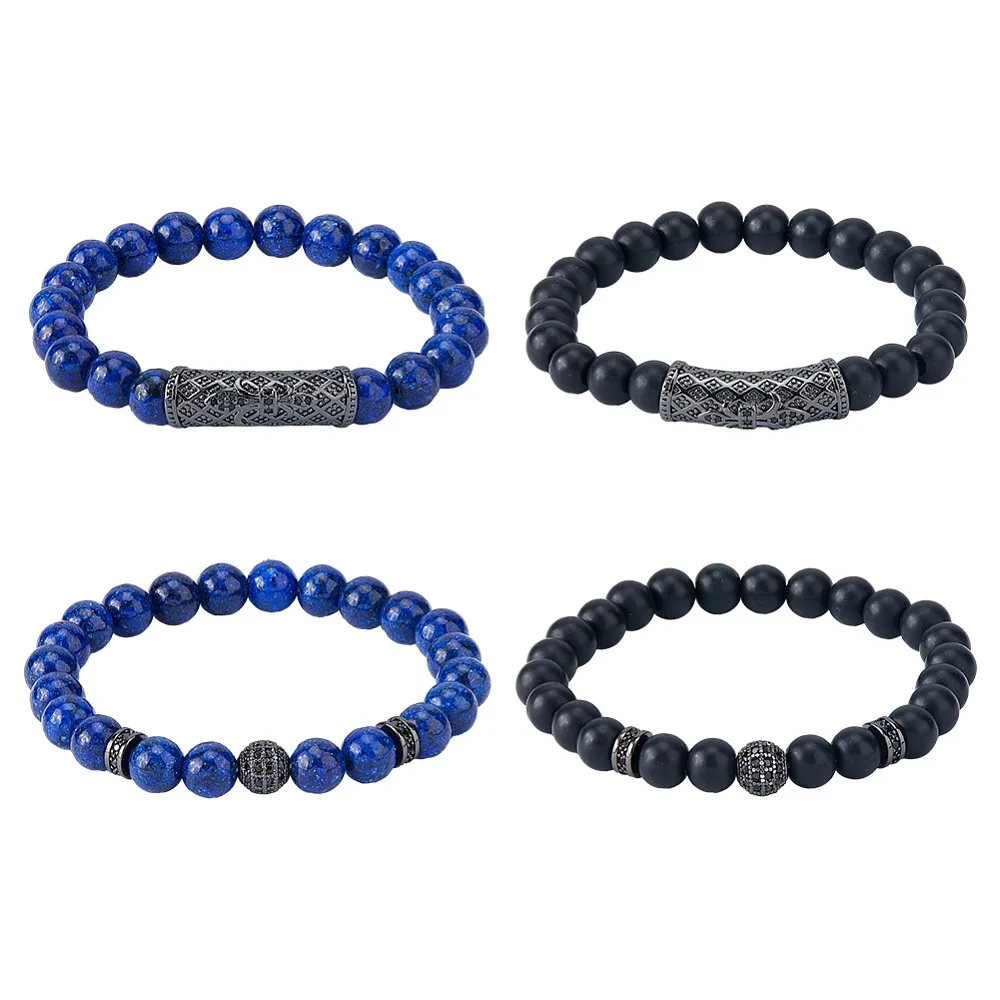 4Pcs 4 Style Lazuli Glass Beaded Stretch Bracelets Set Column Round Brass Micro Pave Cubic Zirconia Stackable Bracelets
4Pcs 4 Style Lazuli Glass Beaded Stretch Bracelets Set Column Round Brass Micro Pave Cubic Zirconia Stackable Bracelets