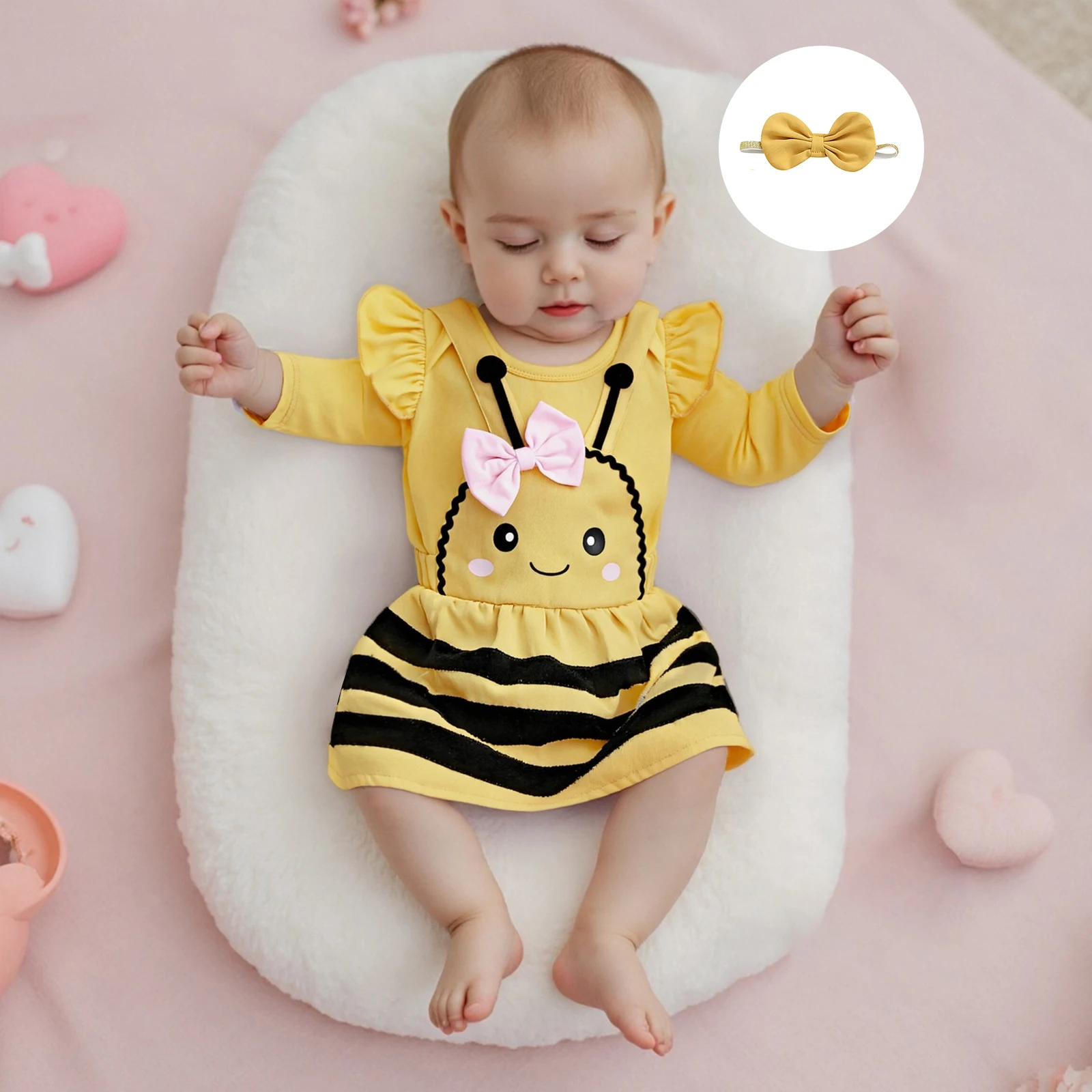 Осенняя одежда для малышей, комплект из 3 предметов для девочек, комбинезон с длинными рукавами и круглым вырезом, юбка на подтяжках в виде пчелы, комплекты с повязкой на голову
Осенняя одежда для малышей, комплект из 3 предметов для девочек, комбинезон с длинными рукавами и круглым вырезом, юбка на подтяжках в виде пчелы, комплекты с повязкой на голову