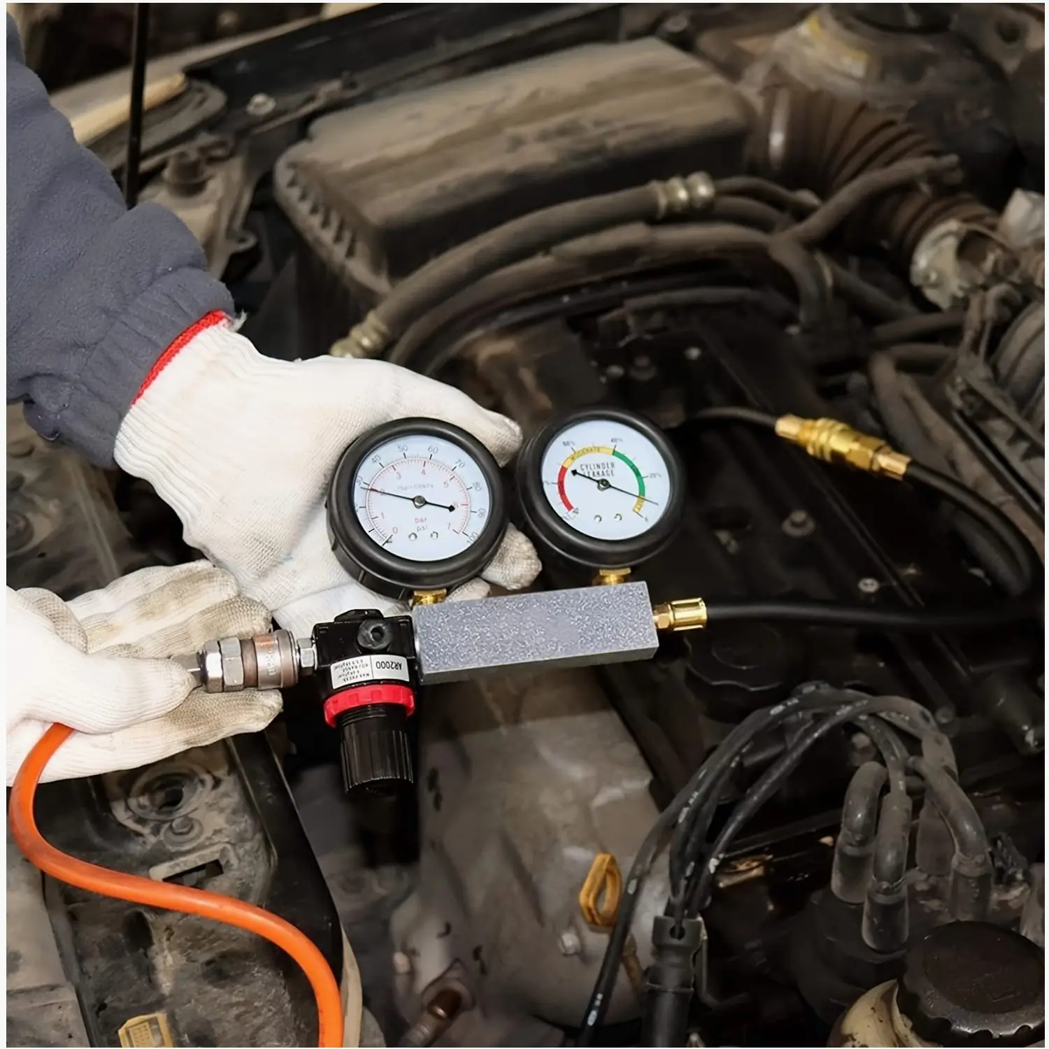 Auto Cylinder Leak Testing Kit: Gasoline Engine Compression Tester + Dual-Gauge Leakdown Detector for Cars, Motorcycles & Trucks — Helps Check Compression Pressure and Measure Leakage Rate During Routine Engine Diagnostics
Auto Cylinder Leak Testing Kit: Gasoline Engine Compression Tester + Dual-Gauge Leakdown Detector for Cars, Motorcycles & Trucks — Helps Check Compression Pressure and Measure Leakage Rate During Routine Engine Diagnostics