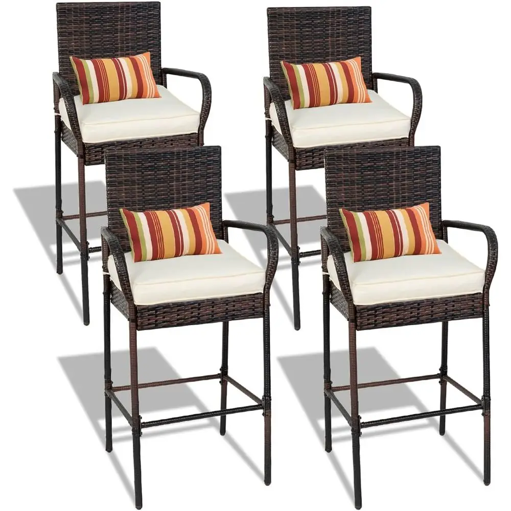 Bar Stool Set of 4, Patio Counter Height Pub Chair with Arms, High Top Rattan Barstool, Cushion Beige, All-Weather Outdoor Ratta
Bar Stool Set of 4, Patio Counter Height Pub Chair with Arms, High Top Rattan Barstool, Cushion Beige, All-Weather Outdoor Ratta