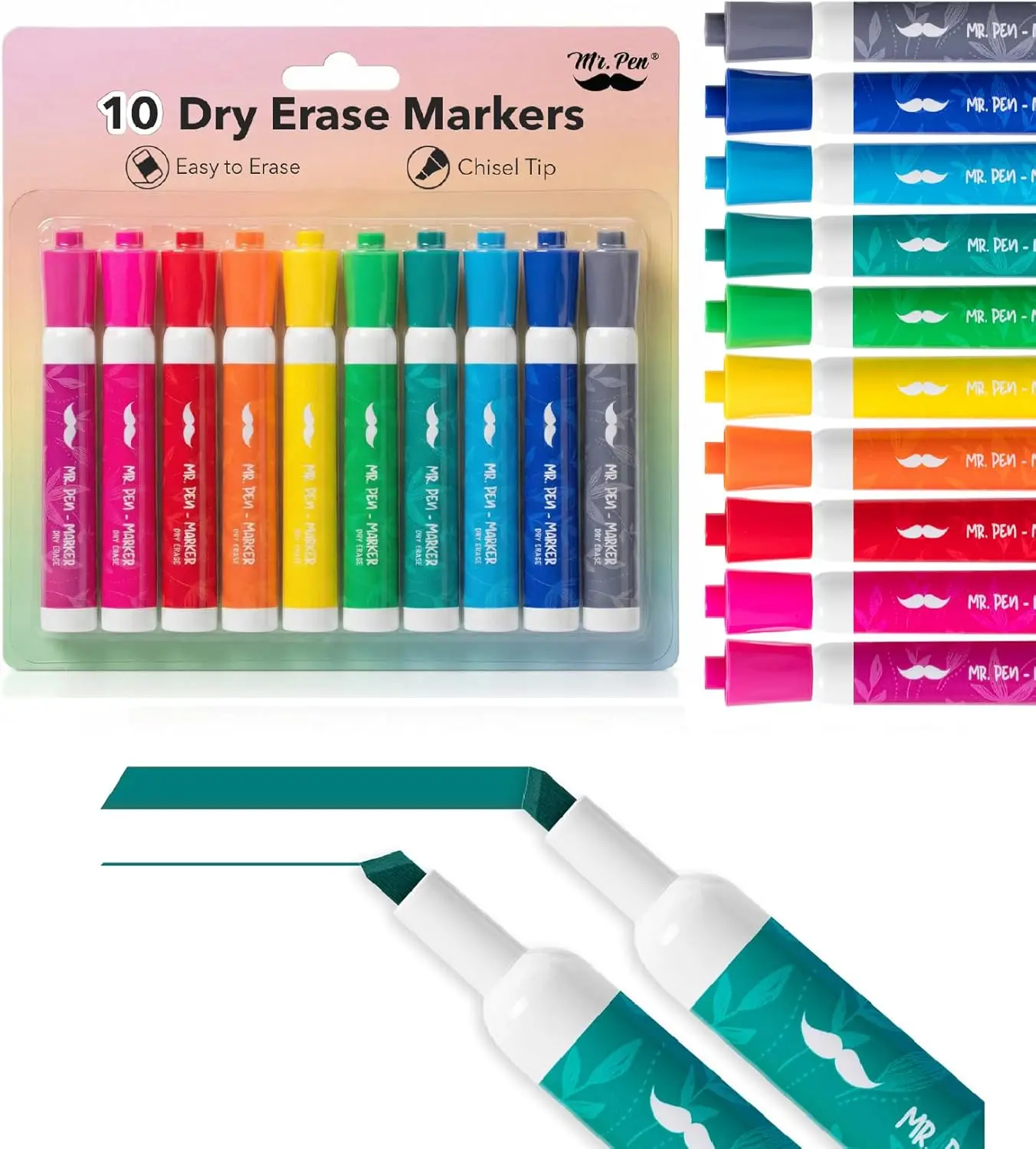 Dry Erase Markers 10 Pack Assorted Colors Low Odor Chisel Tip for Classroom Office Whiteboard
Dry Erase Markers 10 Pack Assorted Colors Low Odor Chisel Tip for Classroom Office Whiteboard