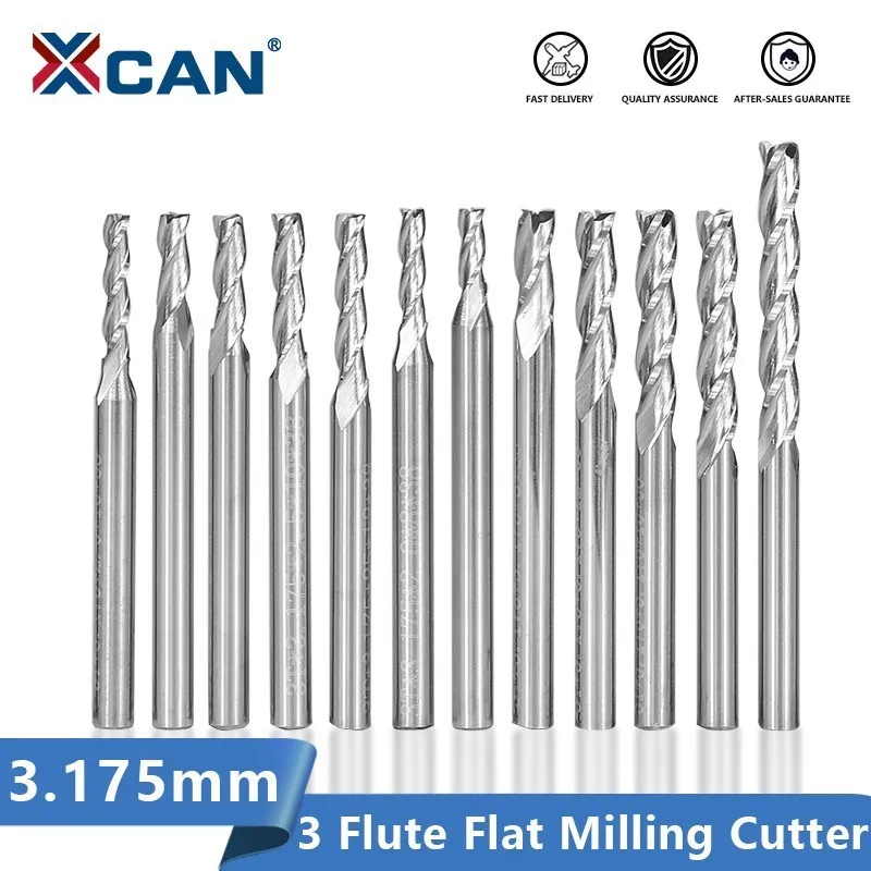 XCAN Carbide End Mill 3.175mm Shank Flat Milling Cutter 3 Flute CNC Router Bit for Aluminum Cutting Spiral Milling Bit
XCAN Carbide End Mill 3.175mm Shank Flat Milling Cutter 3 Flute CNC Router Bit for Aluminum Cutting Spiral Milling Bit