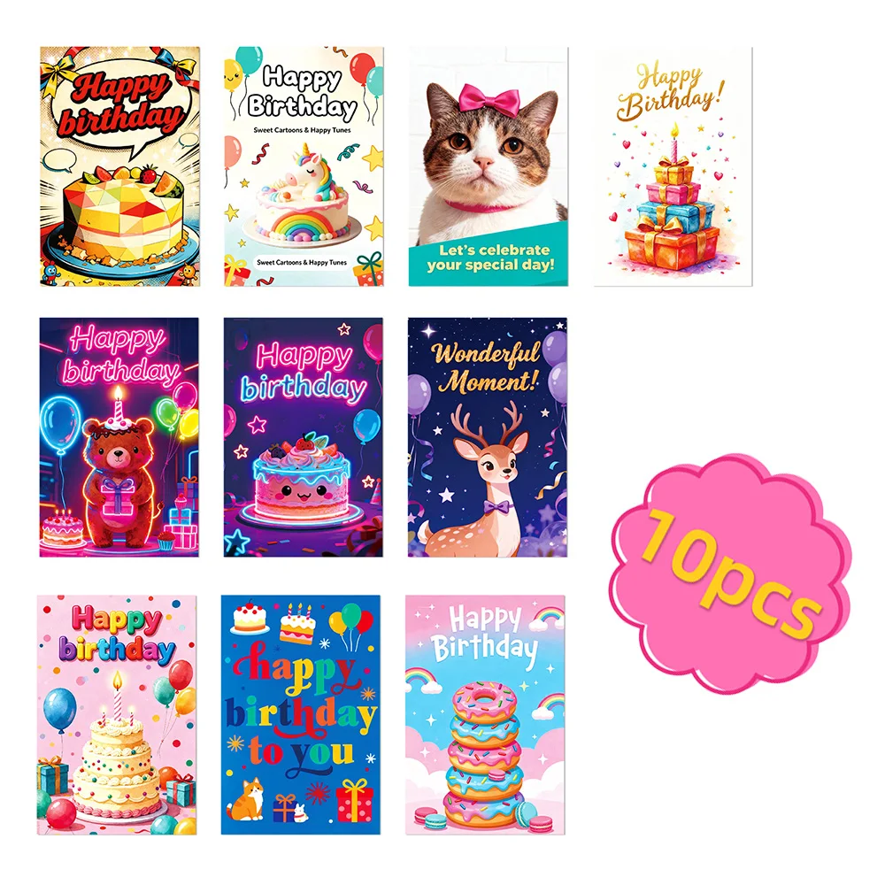 10 Cards/Set Cute Birthday Greeting Cards Cartoon Animal Cat Postcards Birthday Gift Wishes Cards DIY Wall Decor Stationery
10 Cards/Set Cute Birthday Greeting Cards Cartoon Animal Cat Postcards Birthday Gift Wishes Cards DIY Wall Decor Stationery