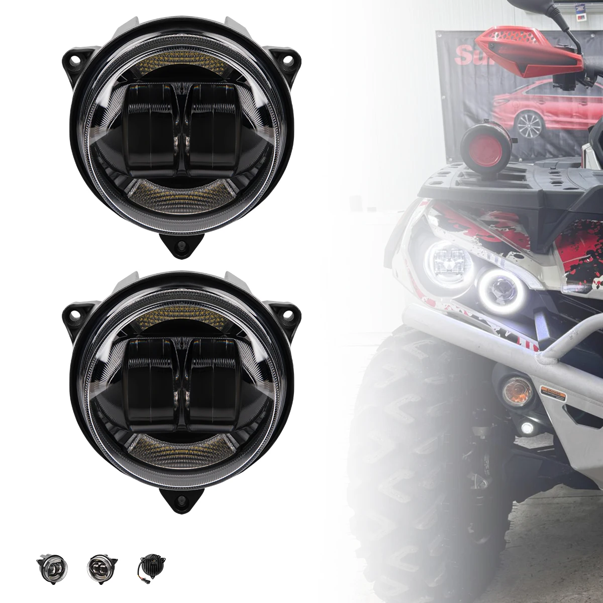 2 Pcs LED Headlight Low Beam Halo Ring DRL Projector Lens For Can-Am Outlander Max 650/800/850/1000R 2018 2019 2020 2021 2022
2 Pcs LED Headlight Low Beam Halo Ring DRL Projector Lens For Can-Am Outlander Max 650/800/850/1000R 2018 2019 2020 2021 2022