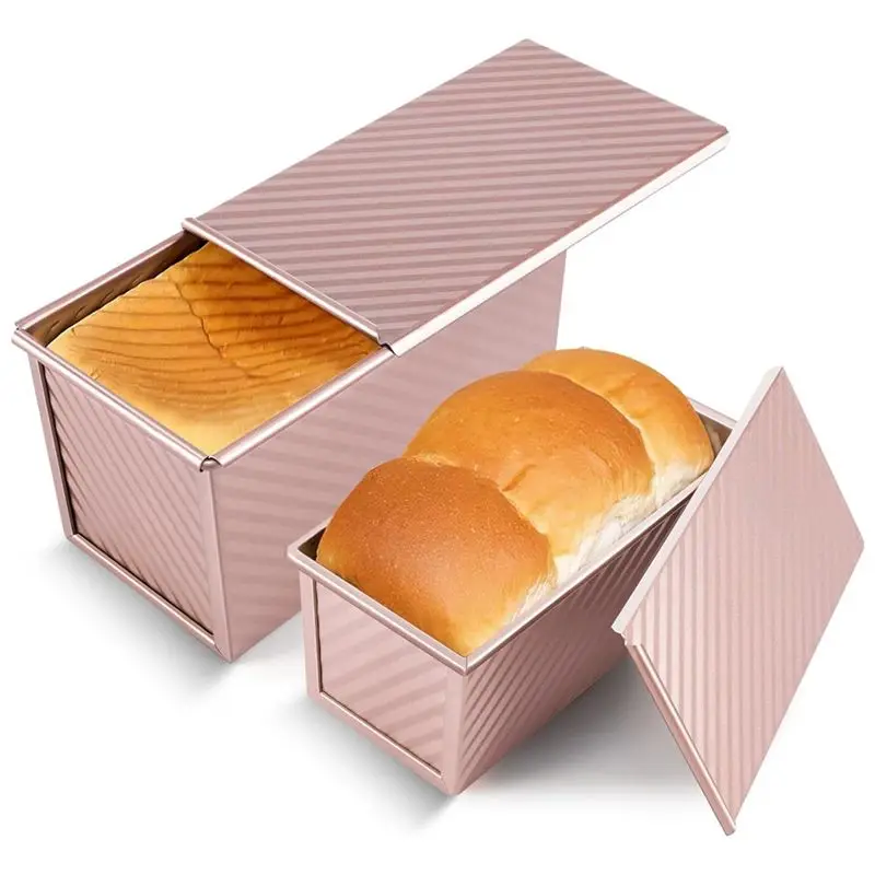 AB46-Pullman Loaf Pan With Lid Non-Stick Sandwich Bread Loaf Pan Bread Toast Box Mold For Baking 1 Lb/0.5 Lb Capacity 2PCS
AB46-Pullman Loaf Pan With Lid Non-Stick Sandwich Bread Loaf Pan Bread Toast Box Mold For Baking 1 Lb/0.5 Lb Capacity 2PCS