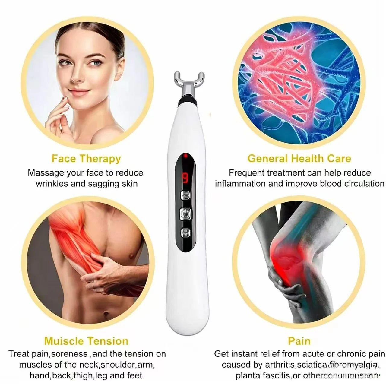 ProfessionalMuscle Electrostimulator Physiotherapy Tens Machine Body Electronic Acupuncture Energy Massage Pen
ProfessionalMuscle Electrostimulator Physiotherapy Tens Machine Body Electronic Acupuncture Energy Massage Pen