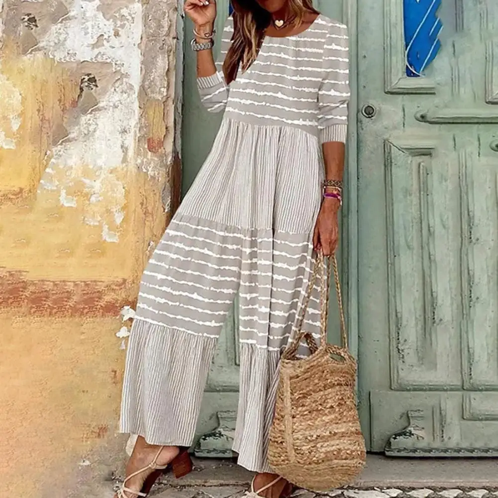 2024 Fall Street Long Sleeve Loose Rompers Women Clothing Striped Patchwork Jumpsuits Fashion O Neck Pleated Wide Leg Playsuits
2024 Fall Street Long Sleeve Loose Rompers Women Clothing Striped Patchwork Jumpsuits Fashion O Neck Pleated Wide Leg Playsuits