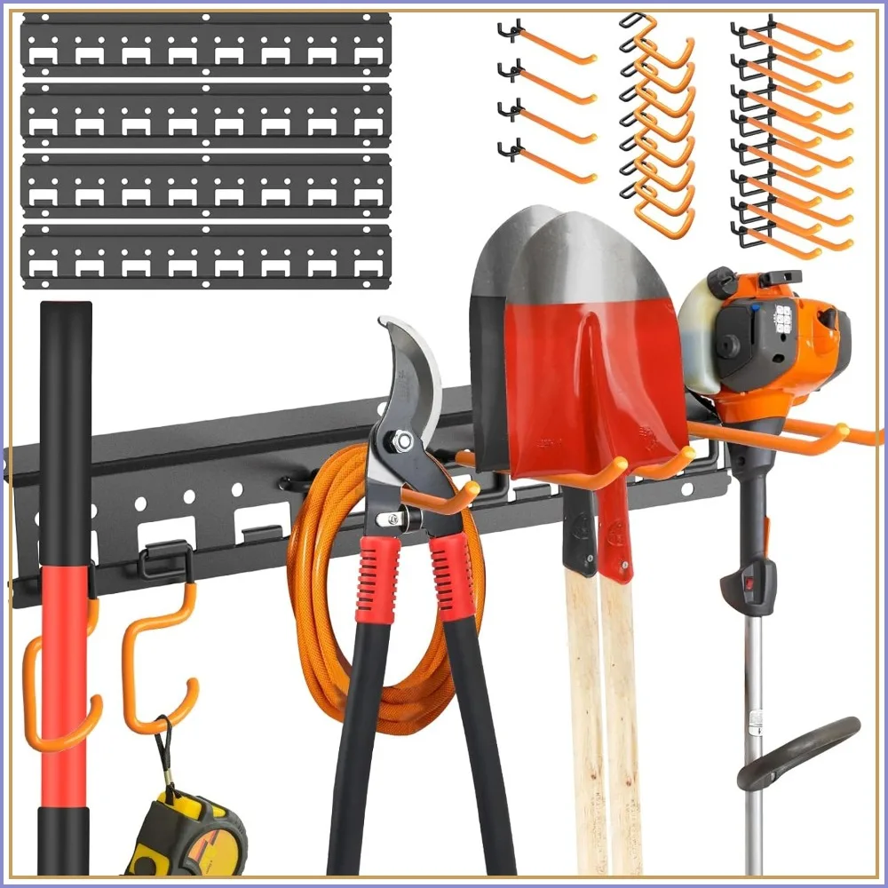 Heavy Duty Garage Tool Organizer - 64" Wall Mount Rack, 750lbs Capacity, Adjustable Hooks for Yard Tools, Brooms, Shovels
Heavy Duty Garage Tool Organizer - 64" Wall Mount Rack, 750lbs Capacity, Adjustable Hooks for Yard Tools, Brooms, Shovels