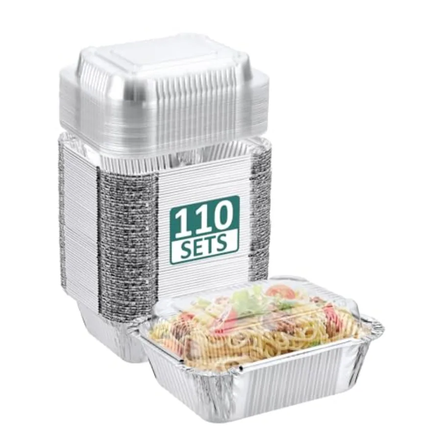 110 Pack Disposable Small Alumum Pans with Dome Lids - 1lb-Mi-Alumum-Foil-Pans-T-Foil-Takeout-Trays-Food-To-Go-Contaers-for-Mea
110 Pack Disposable Small Alumum Pans with Dome Lids - 1lb-Mi-Alumum-Foil-Pans-T-Foil-Takeout-Trays-Food-To-Go-Contaers-for-Mea