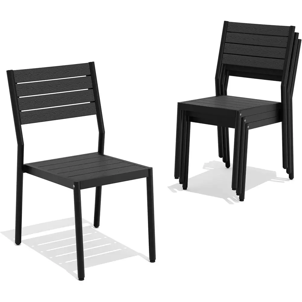 Set of 4 Stackable Outdoor Dining Chairs with Arms, Weather-Resistant for Patio, Garden, Deck, and Yard, Black
Set of 4 Stackable Outdoor Dining Chairs with Arms, Weather-Resistant for Patio, Garden, Deck, and Yard, Black