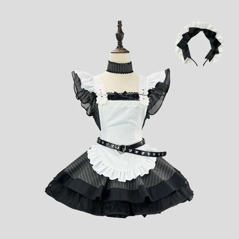 Black Cosplayer Punk Dress Vintage Gothic Cosplay Costume Halloween Lolita Flying Sleeves Dress with Apron Cool Servant Uniform
Black Cosplayer Punk Dress Vintage Gothic Cosplay Costume Halloween Lolita Flying Sleeves Dress with Apron Cool Servant Uniform
