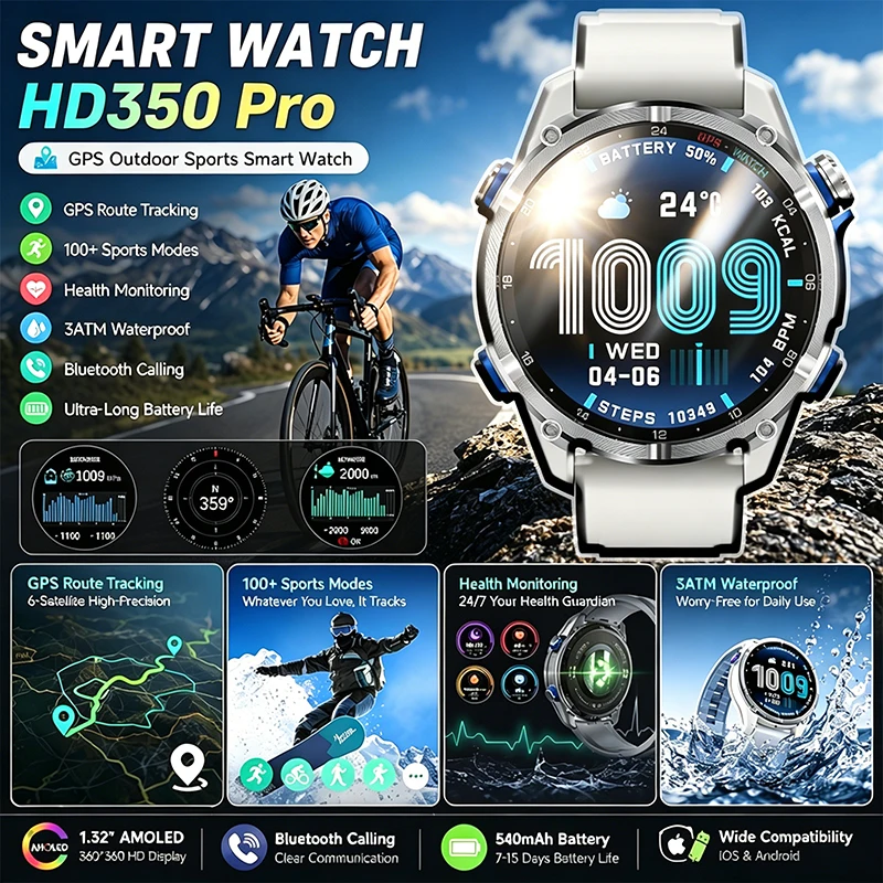 HD350PRO Bluetooth Call Smart Watch 1.32-inch AMOLED Display Heart Rate Blood Pressure GPS Outdoor Activity Tracker Smart Watch
HD350PRO Bluetooth Call Smart Watch 1.32-inch AMOLED Display Heart Rate Blood Pressure GPS Outdoor Activity Tracker Smart Watch