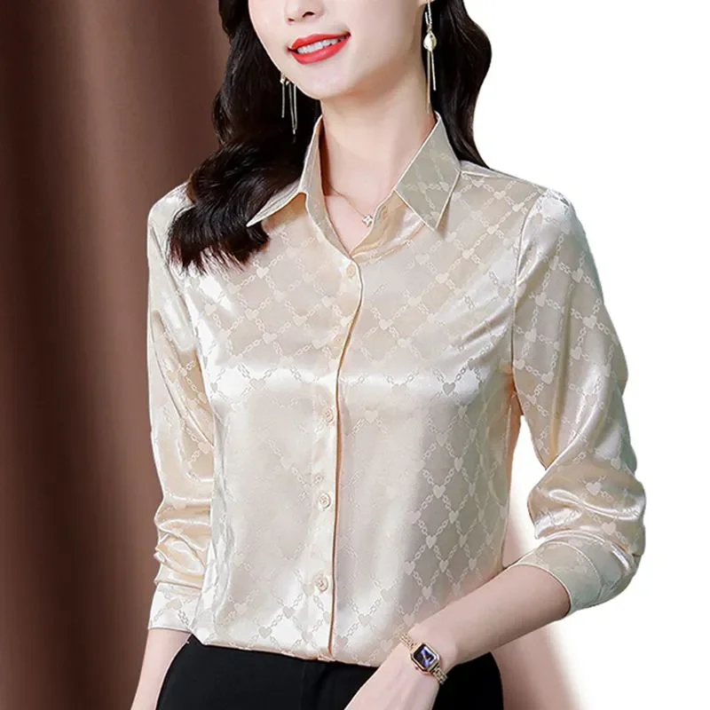 Women Jacquard Silk Blouse Long Sleeve Elegant Casual Office Work Shirt
Women Jacquard Silk Blouse Long Sleeve Elegant Casual Office Work Shirt