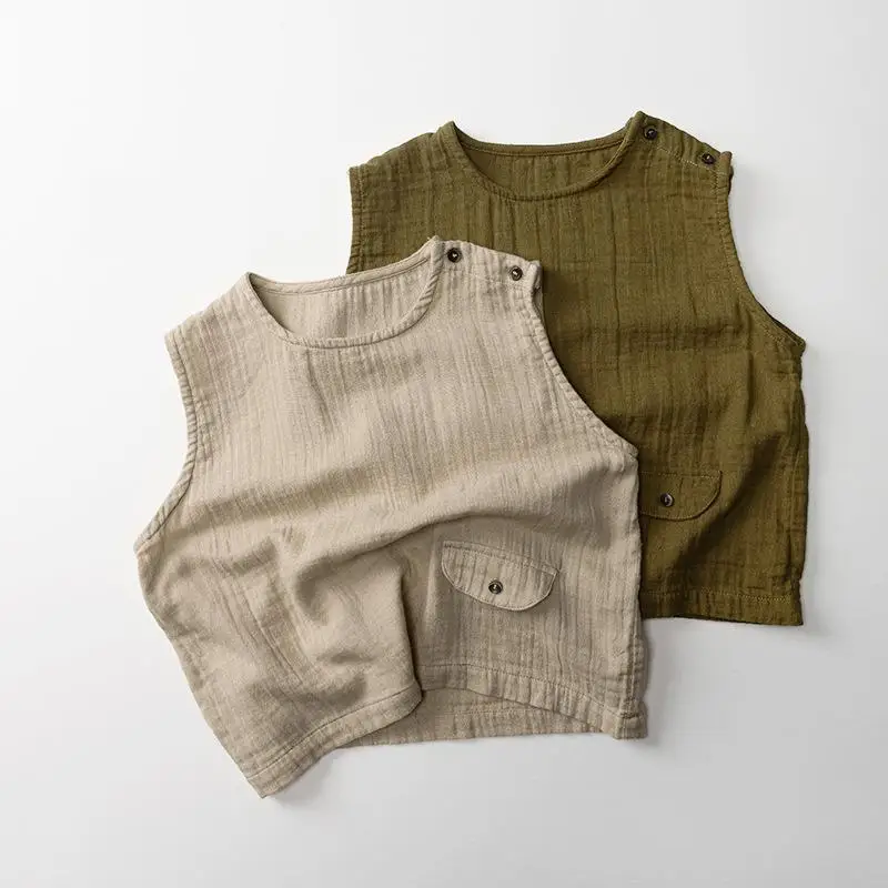 2025 Summer New Children Sleeveless T Shirts Cotton Yarn Boys Girls Vintage Casual Vest Baby Solid Soft Tops Kids Clothes
2025 Summer New Children Sleeveless T Shirts Cotton Yarn Boys Girls Vintage Casual Vest Baby Solid Soft Tops Kids Clothes