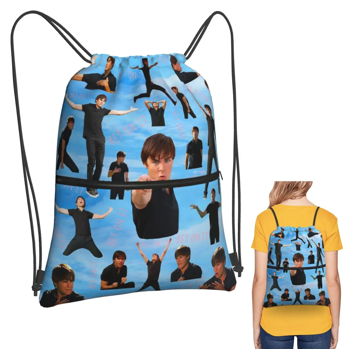 Zac Efron Troy Bolton Bet On It High School Musical Backpacks Casual Drawstring Bags Sports Bag Book Bags for Man Woman School
Zac Efron Troy Bolton Bet On It High School Musical Backpacks Casual Drawstring Bags Sports Bag Book Bags for Man Woman School