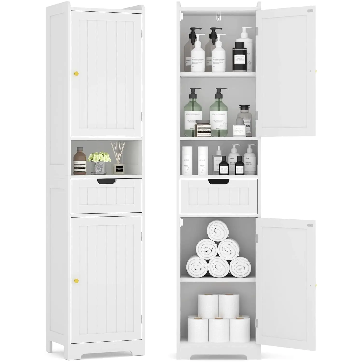 Bathroom Storage Cabinet 67" Tall, Slim Freestanding Organizer for Small Space, White Narrow Cabinet with, Customized
Bathroom Storage Cabinet 67" Tall, Slim Freestanding Organizer for Small Space, White Narrow Cabinet with, Customized