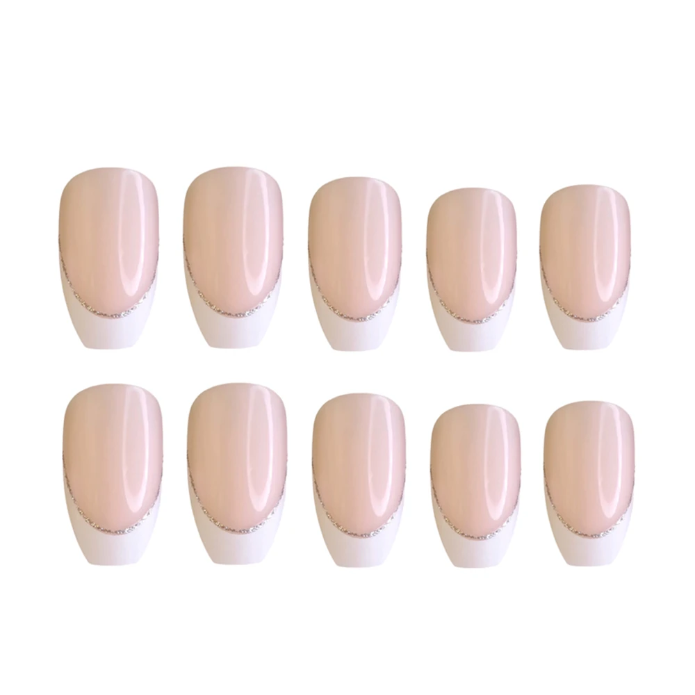 French Tip Press On Nails Medium Coffin Nude Pink Glitter Edge Fake Nails Full Cover Reusable Artificial Nail For Women
French Tip Press On Nails Medium Coffin Nude Pink Glitter Edge Fake Nails Full Cover Reusable Artificial Nail For Women
