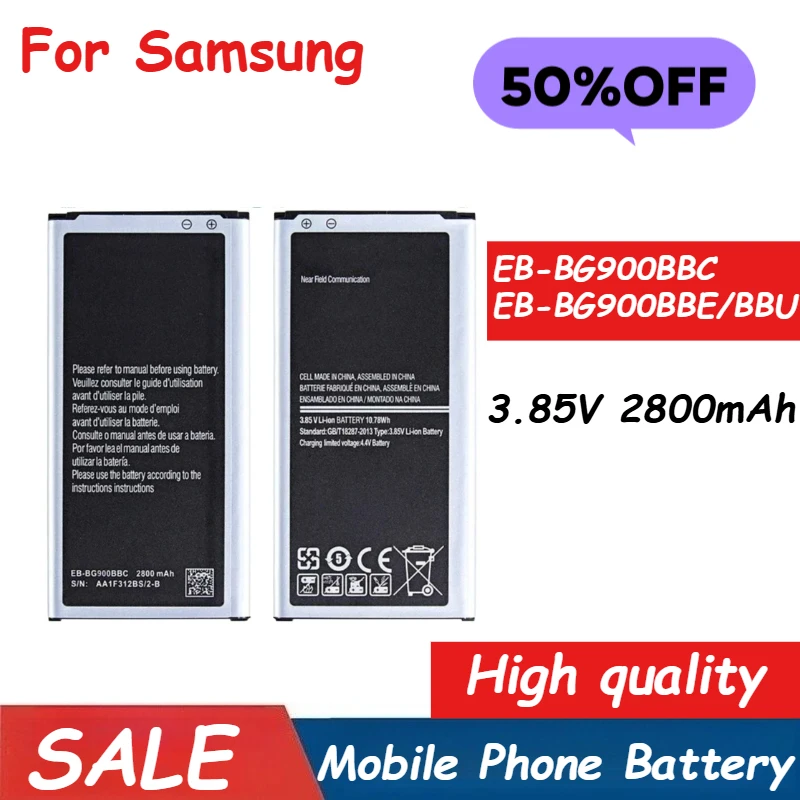 3.85V 2800mAh EB-BG900BBC EB-BG900BBE/BBU Battery For Samsung Galaxy S5 SM-G870AG900S/F/M/FD G9008V/W 9006V/W High Quality
3.85V 2800mAh EB-BG900BBC EB-BG900BBE/BBU Battery For Samsung Galaxy S5 SM-G870AG900S/F/M/FD G9008V/W 9006V/W High Quality