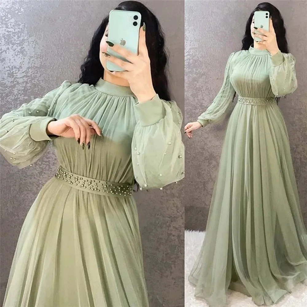 Modest Muslim Prom Dresses 2022 A Line High Neck Long Sleeves Pearls Formal Women Evening Gowns Israel Tulle Party Wear
Modest Muslim Prom Dresses 2022 A Line High Neck Long Sleeves Pearls Formal Women Evening Gowns Israel Tulle Party Wear