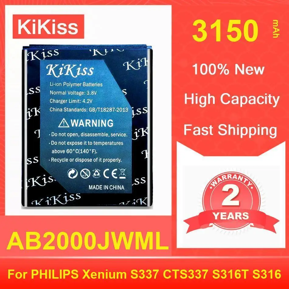 Kikiss Battery 3150Mah AB2000JWML For PHILIPS Xenium S337 CTS337 S316T S316
Kikiss Battery 3150Mah AB2000JWML For PHILIPS Xenium S337 CTS337 S316T S316