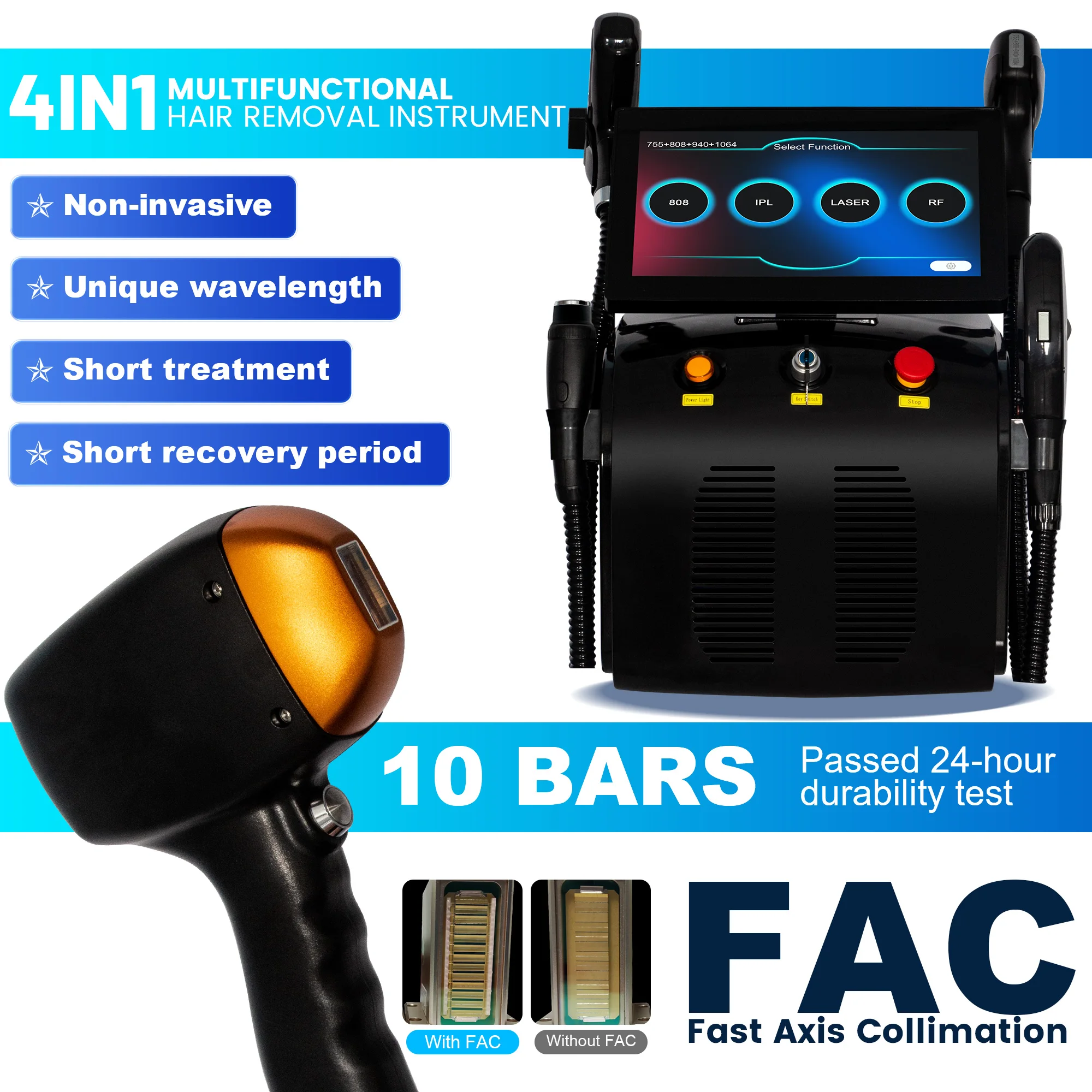 4 In 1 Diode Pico Newest 808 Carbon Peeling RF Ipl Nd Yag Picosecond Hair Removal Tattoo Removal Machine
4 In 1 Diode Pico Newest 808 Carbon Peeling RF Ipl Nd Yag Picosecond Hair Removal Tattoo Removal Machine