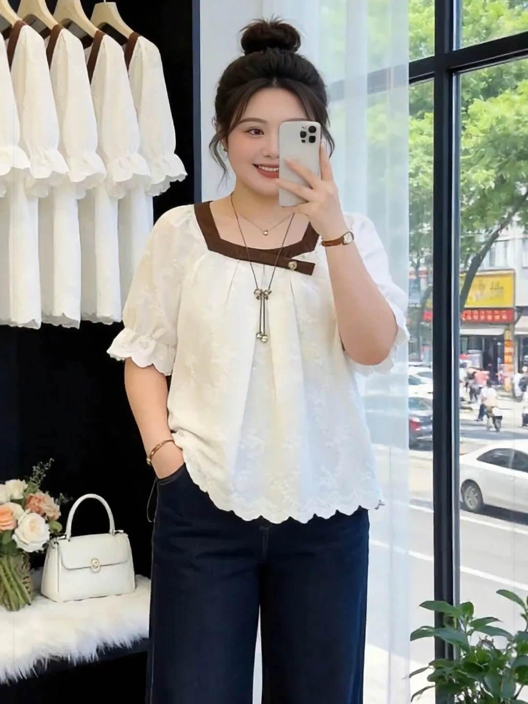 plus Size Lace Short Sleeve Shirt Women's Elegant Korean Style Commute Fashion Summer New Arrival White Collar Beautiful Top
plus Size Lace Short Sleeve Shirt Women's Elegant Korean Style Commute Fashion Summer New Arrival White Collar Beautiful Top