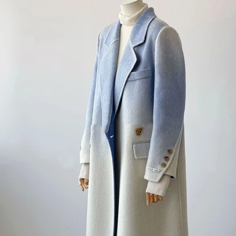 Fall Winter Women Buttons Loose Elegant Blue Long Woolen Coat , Korean Style Designer Fashion Woman Irregular Wool Coats
Fall Winter Women Buttons Loose Elegant Blue Long Woolen Coat , Korean Style Designer Fashion Woman Irregular Wool Coats