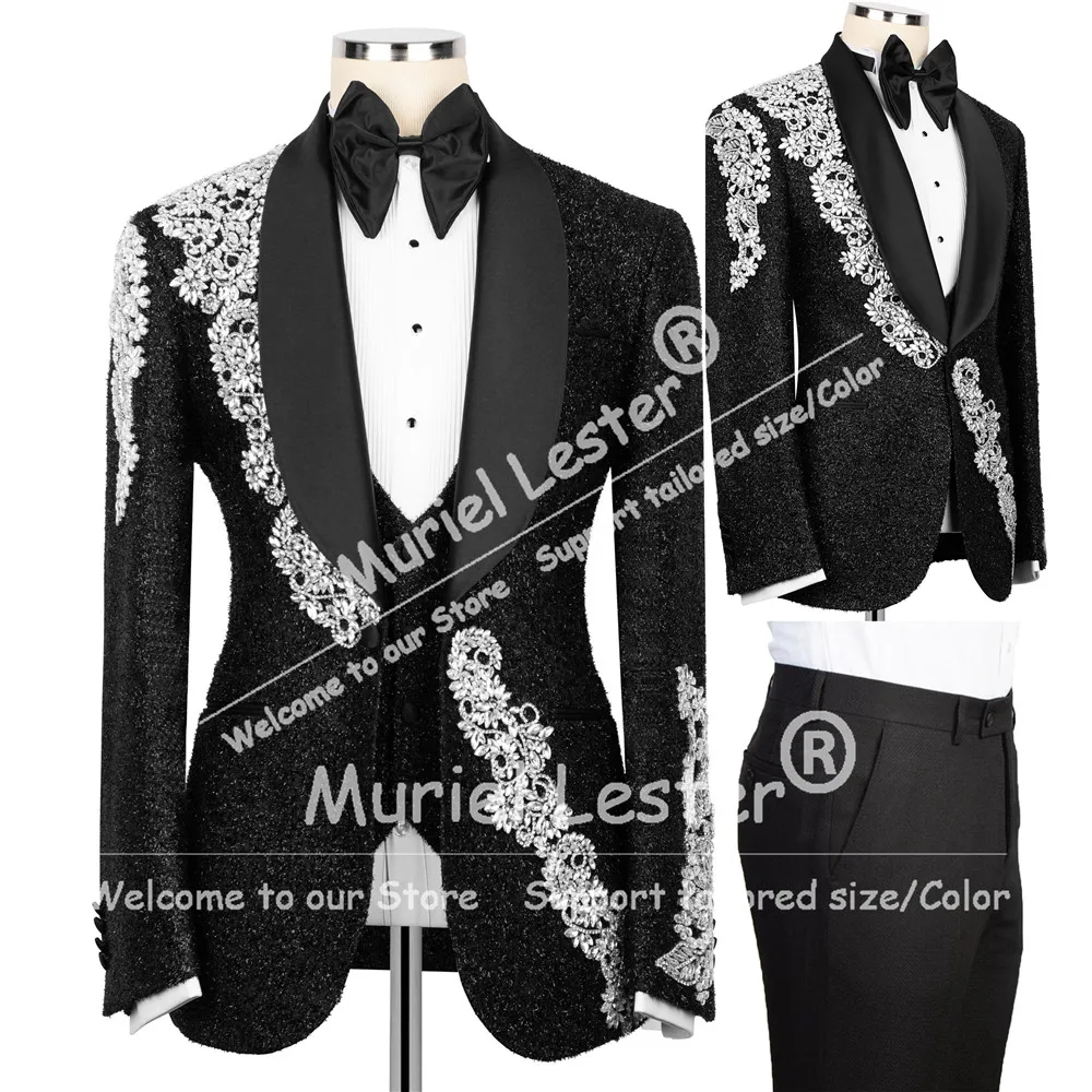 Роскошные мужские костюмы: блестящие пиджаки и брюки с бисером и стразами, комплекты из 3 предметов, свадебные смокинги для жениха, индивидуальные наряды для мужчин на банкет, облегающие крой
Роскошные мужские костюмы: блестящие пиджаки и брюки с бисером и стразами, комплекты из 3 предметов, свадебные смокинги для жениха, индивидуальные наряды для мужчин на банкет, облегающие крой