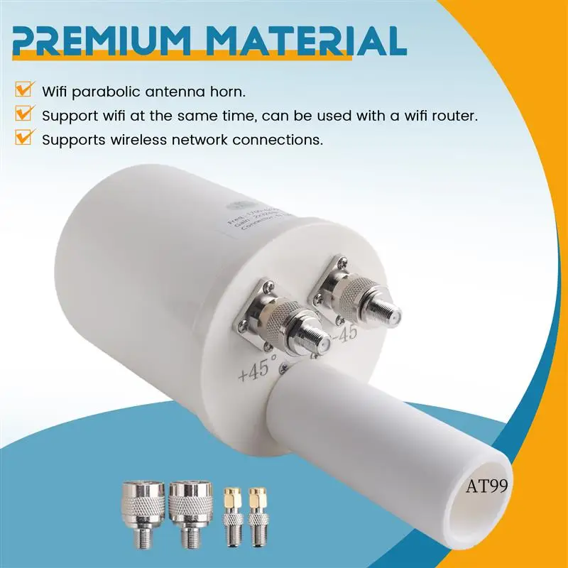 TA-Mesh Dual Polarization 5G Antenna Feed Horn 1700-4200Mhz Wifi 3G 4G 5G Parabolic Dish Reflector 2X 32Dbi Only Feed
TA-Mesh Dual Polarization 5G Antenna Feed Horn 1700-4200Mhz Wifi 3G 4G 5G Parabolic Dish Reflector 2X 32Dbi Only Feed