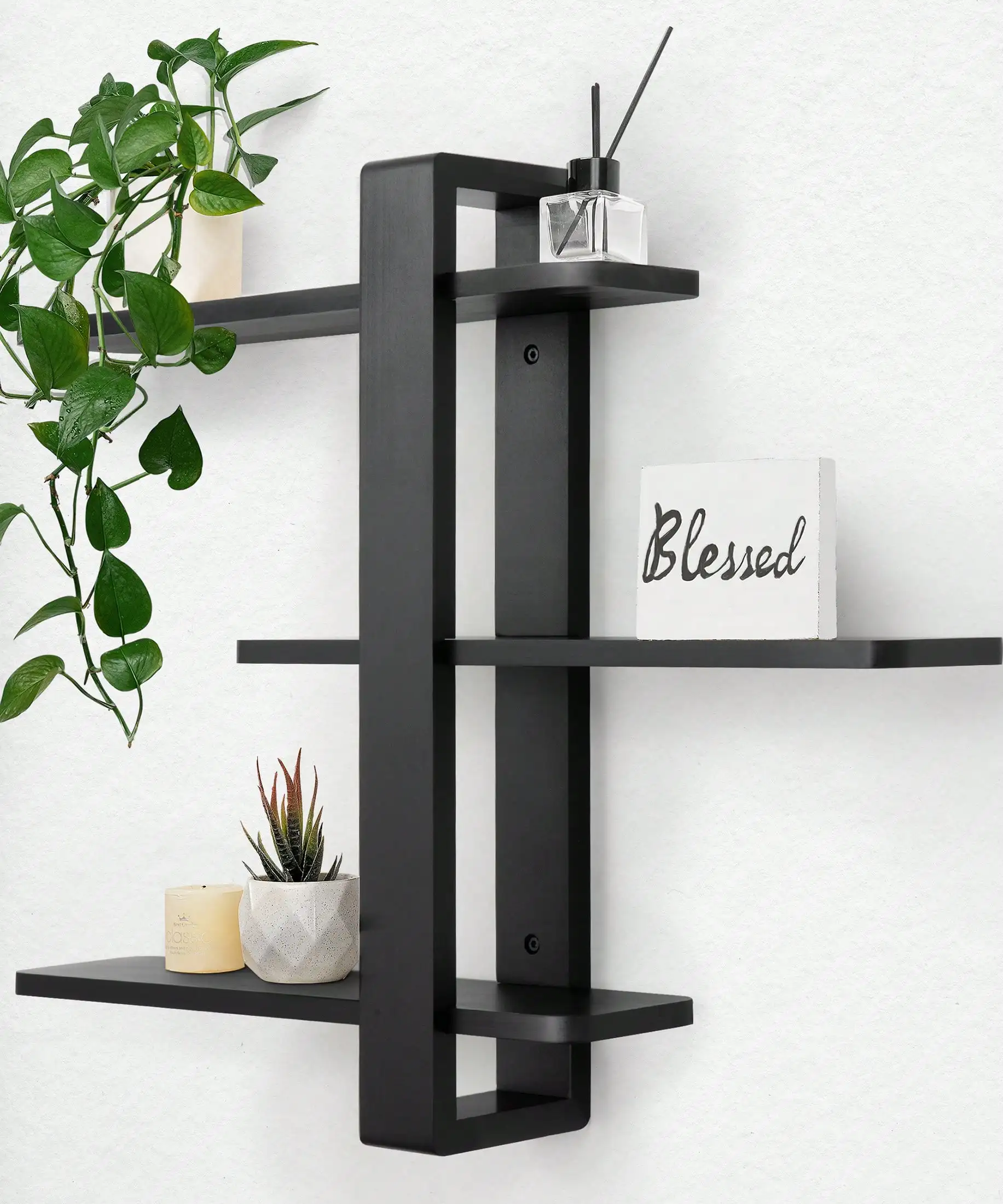 3-Tier Floating Shelf Black - Adjustable Large Wall Shelf 50x58cm, Multi-Functional Organizer For Living Room, Bedroom, K
3-Tier Floating Shelf Black - Adjustable Large Wall Shelf 50x58cm, Multi-Functional Organizer For Living Room, Bedroom, K