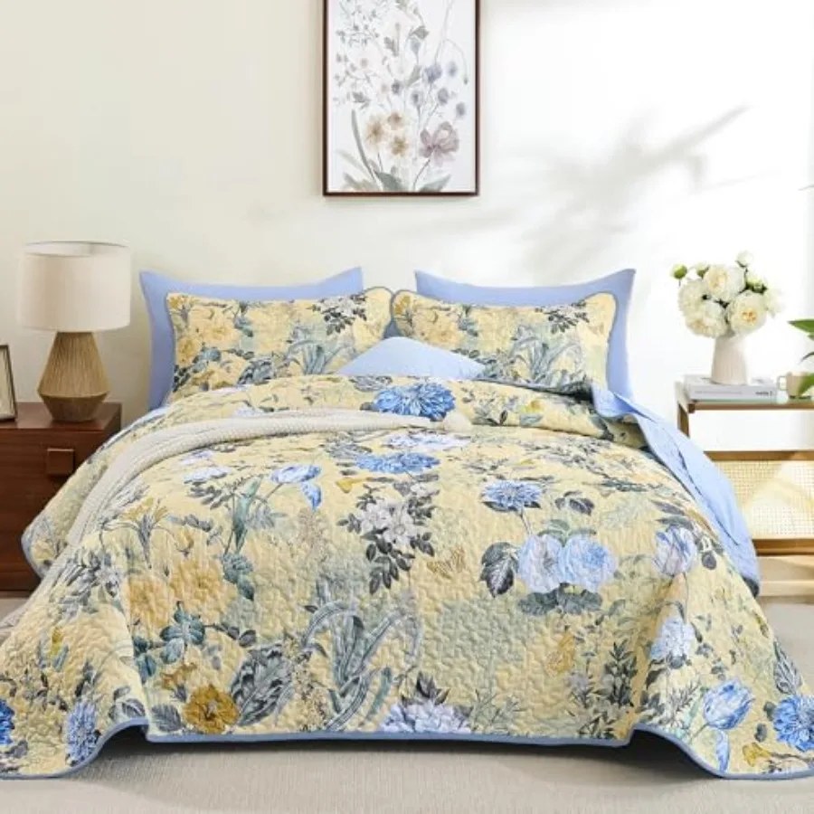 3 Pieces Quilt Set Size Colorful Floral Reversible Bedspread Coverlet Set Soft Microfiber Lightweight Bed Cover for All Season
3 Pieces Quilt Set Size Colorful Floral Reversible Bedspread Coverlet Set Soft Microfiber Lightweight Bed Cover for All Season