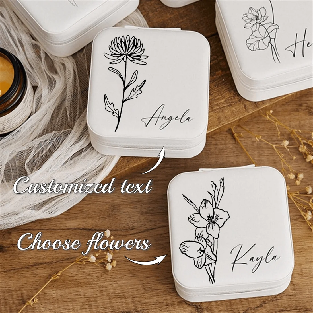 Custom Birthday Flowers Small Square Box DIY Name 12 Months Of Season Flowers Girls Ladies Birthday Gift Customized Jewelry Box
Custom Birthday Flowers Small Square Box DIY Name 12 Months Of Season Flowers Girls Ladies Birthday Gift Customized Jewelry Box