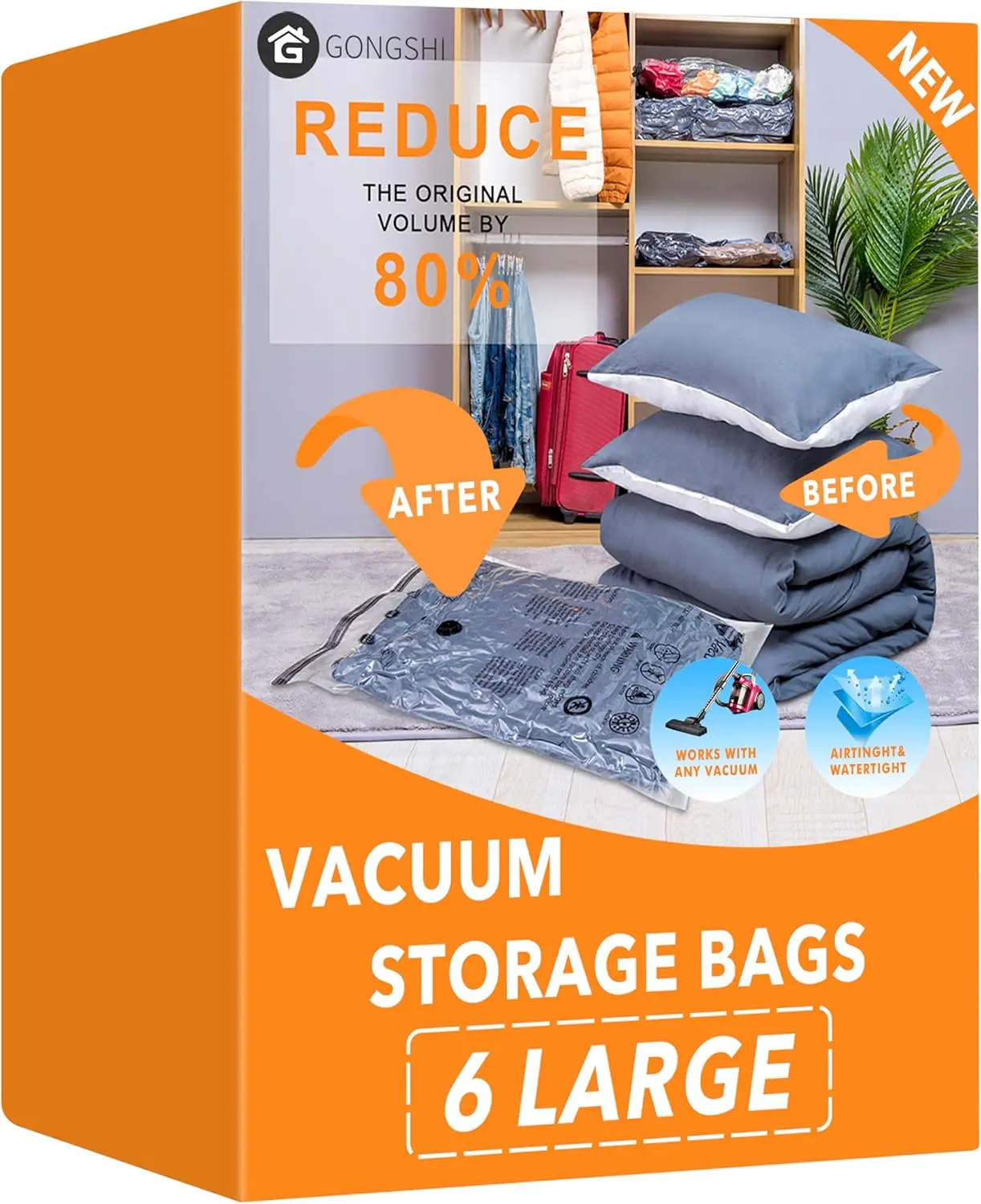6 Large Vacuum Storage Bags, Space Saver Seal Bags for Clothing, Travel Luggage, Blankets, Comforters, Pillows
6 Large Vacuum Storage Bags, Space Saver Seal Bags for Clothing, Travel Luggage, Blankets, Comforters, Pillows