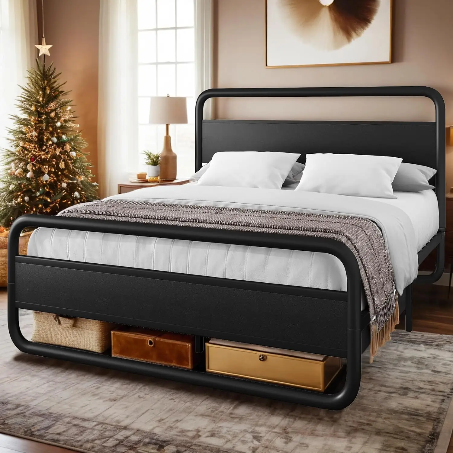 Dwvo King Size Bed Frame With Modern Wood Headboard And Footboard, Heavy Metal Platform With 1212Lbs Capacity,Noise-Free, Easy
Dwvo King Size Bed Frame With Modern Wood Headboard And Footboard, Heavy Metal Platform With 1212Lbs Capacity,Noise-Free, Easy