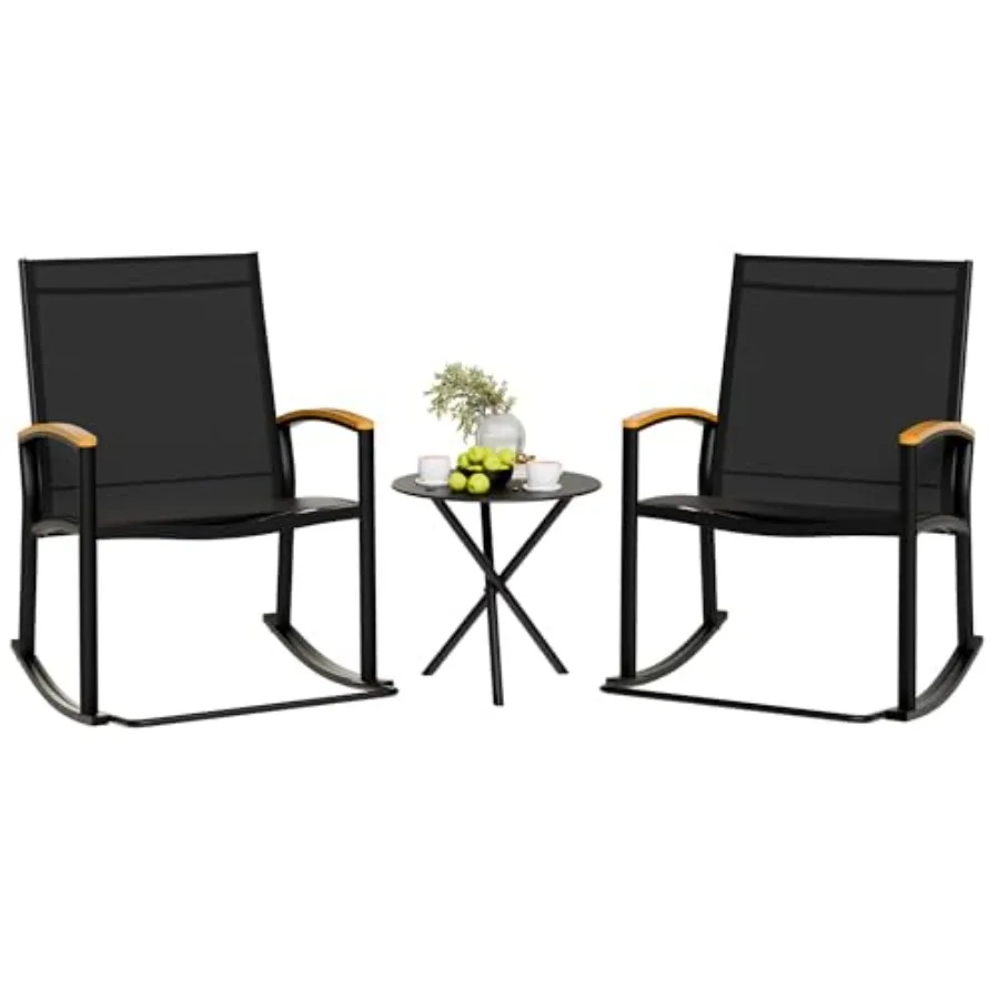 Outdoor rocking bistro set for lawn, garden, balcony, poolside: 3 pcs Textilene fabric patio furniture in gray, lightweight wea
Outdoor rocking bistro set for lawn, garden, balcony, poolside: 3 pcs Textilene fabric patio furniture in gray, lightweight wea