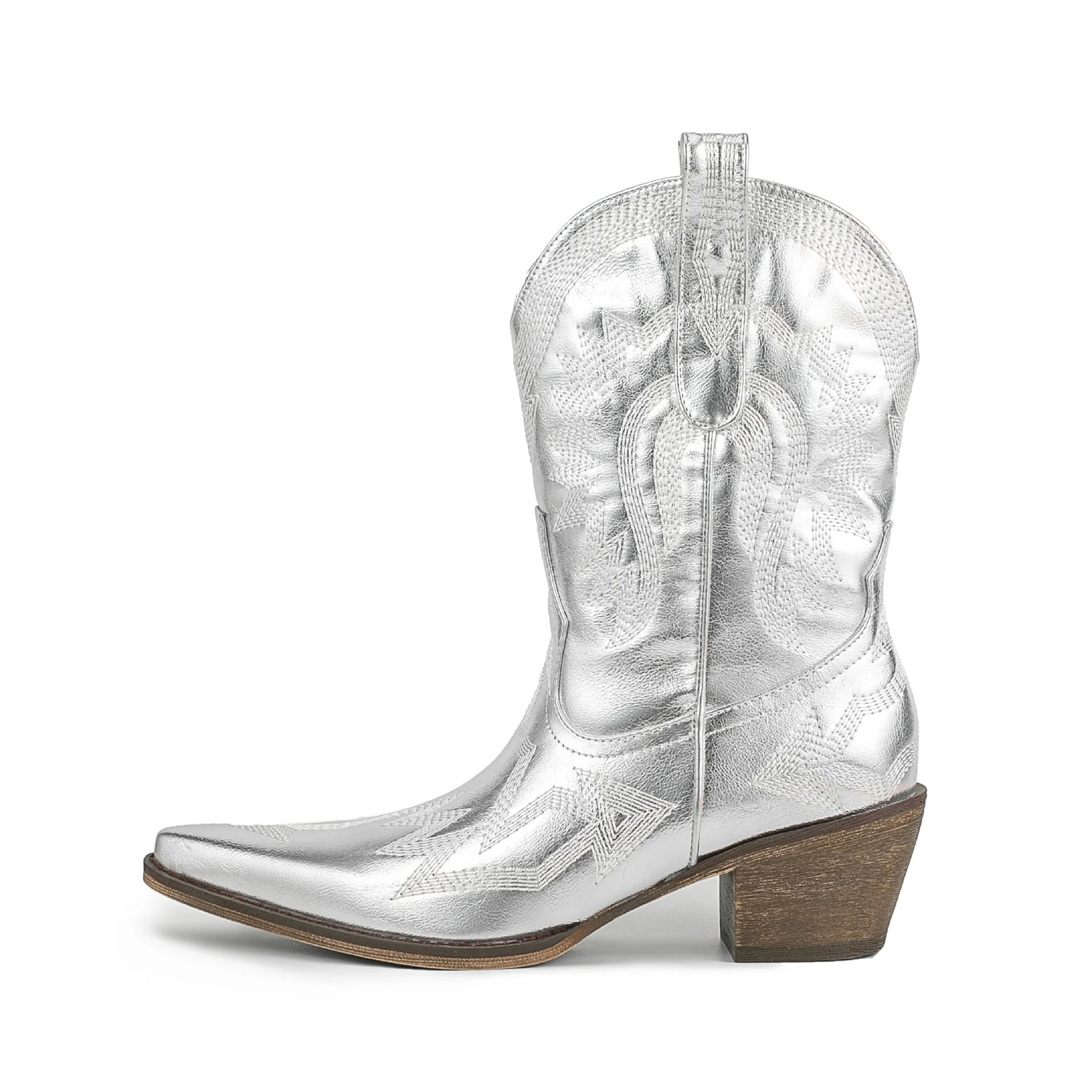Pointed-Toe Glossy Leather Ankle Boots Embroidered Western Cowboy Botines Pull On Block-Heeled Mid-Calf Biker Botas Femininas
Pointed-Toe Glossy Leather Ankle Boots Embroidered Western Cowboy Botines Pull On Block-Heeled Mid-Calf Biker Botas Femininas
