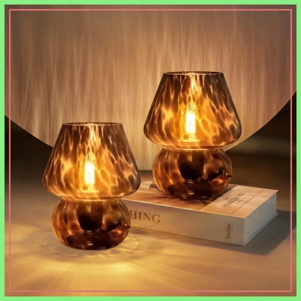 Set of 2 Small Vintage Mushroom Table Lamps, Dimmable Glass Nightstand Lamps for Bedroom Living Room, Black
Set of 2 Small Vintage Mushroom Table Lamps, Dimmable Glass Nightstand Lamps for Bedroom Living Room, Black