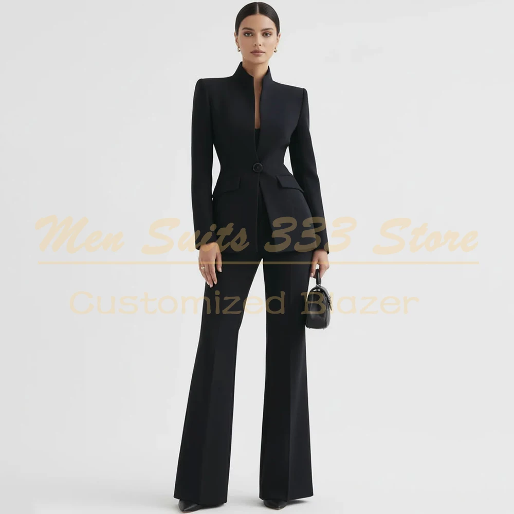 Luxury Black Women's 2 Piece Suits Slim Fit One-Button Stand Lapel Jacket Pants Full Sets ELegant Regular Fit Blazer
Luxury Black Women's 2 Piece Suits Slim Fit One-Button Stand Lapel Jacket Pants Full Sets ELegant Regular Fit Blazer