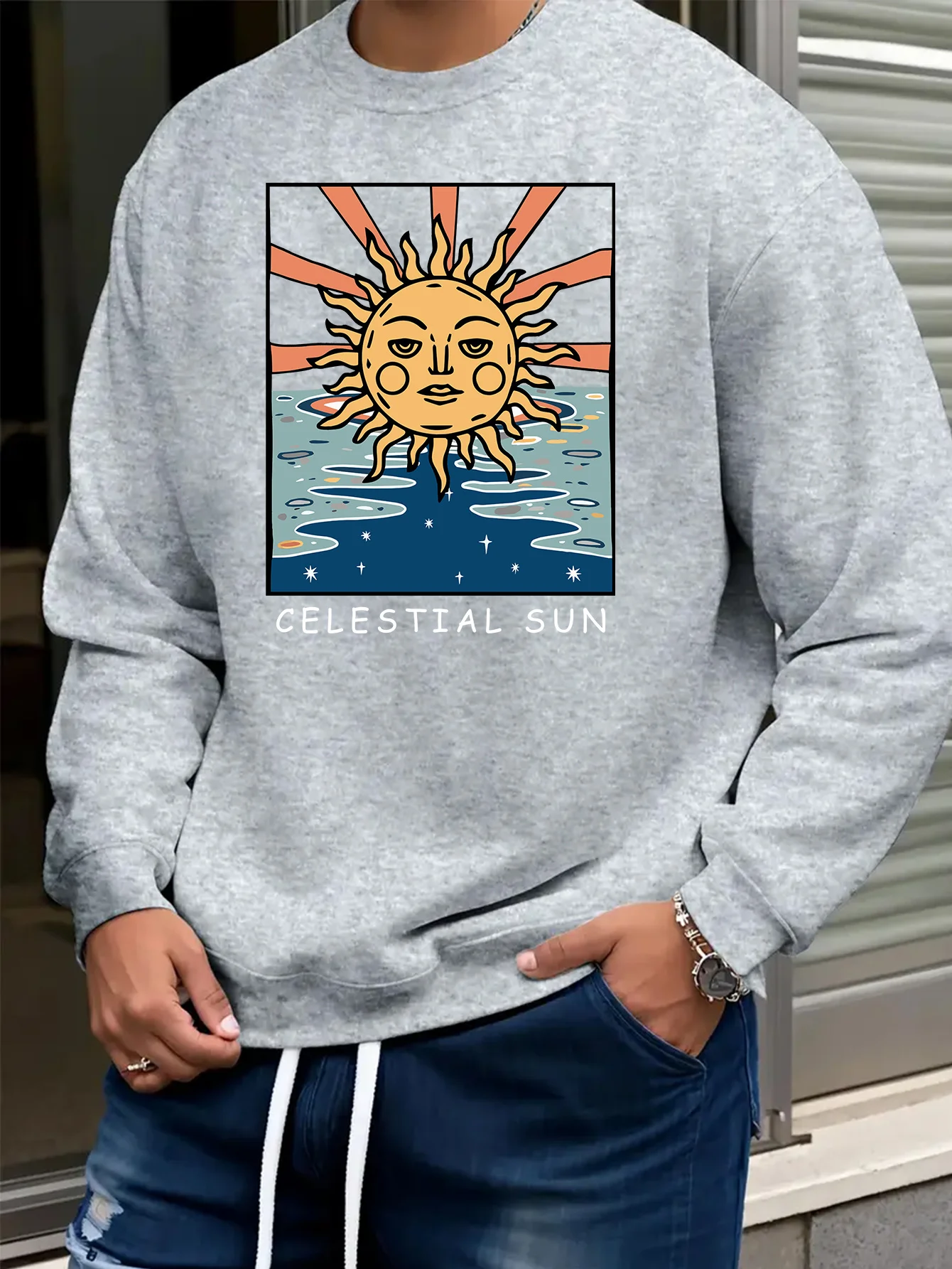 Мужская толстовка с рисунком — черная с оранжевым и желтым дизайном Sunburst — свободный пуловер для повседневного использования и официального использования
Мужская толстовка с рисунком — черная с оранжевым и желтым дизайном Sunburst — свободный пуловер для повседневного использования и официального использования