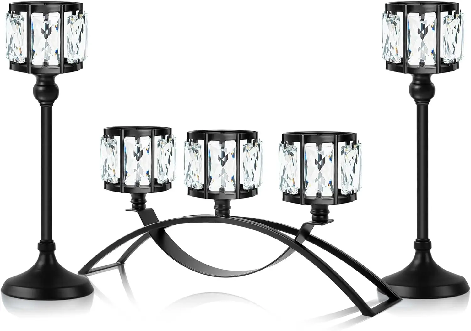 Set of 3 Crystal Candle Holders Arched - Elegant Tabletop Candelabra for Weddings, Dining Room Decor, Modern Home Display
Set of 3 Crystal Candle Holders Arched - Elegant Tabletop Candelabra for Weddings, Dining Room Decor, Modern Home Display