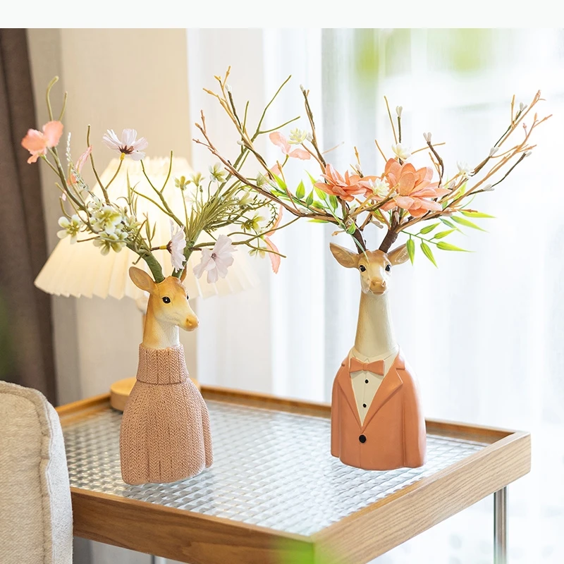 Resin Handicraft Cartoon Deer Flower Vase Floral Arrangement Accessories Artificial Animal Sculpture Home Decoration Accessories
Resin Handicraft Cartoon Deer Flower Vase Floral Arrangement Accessories Artificial Animal Sculpture Home Decoration Accessories