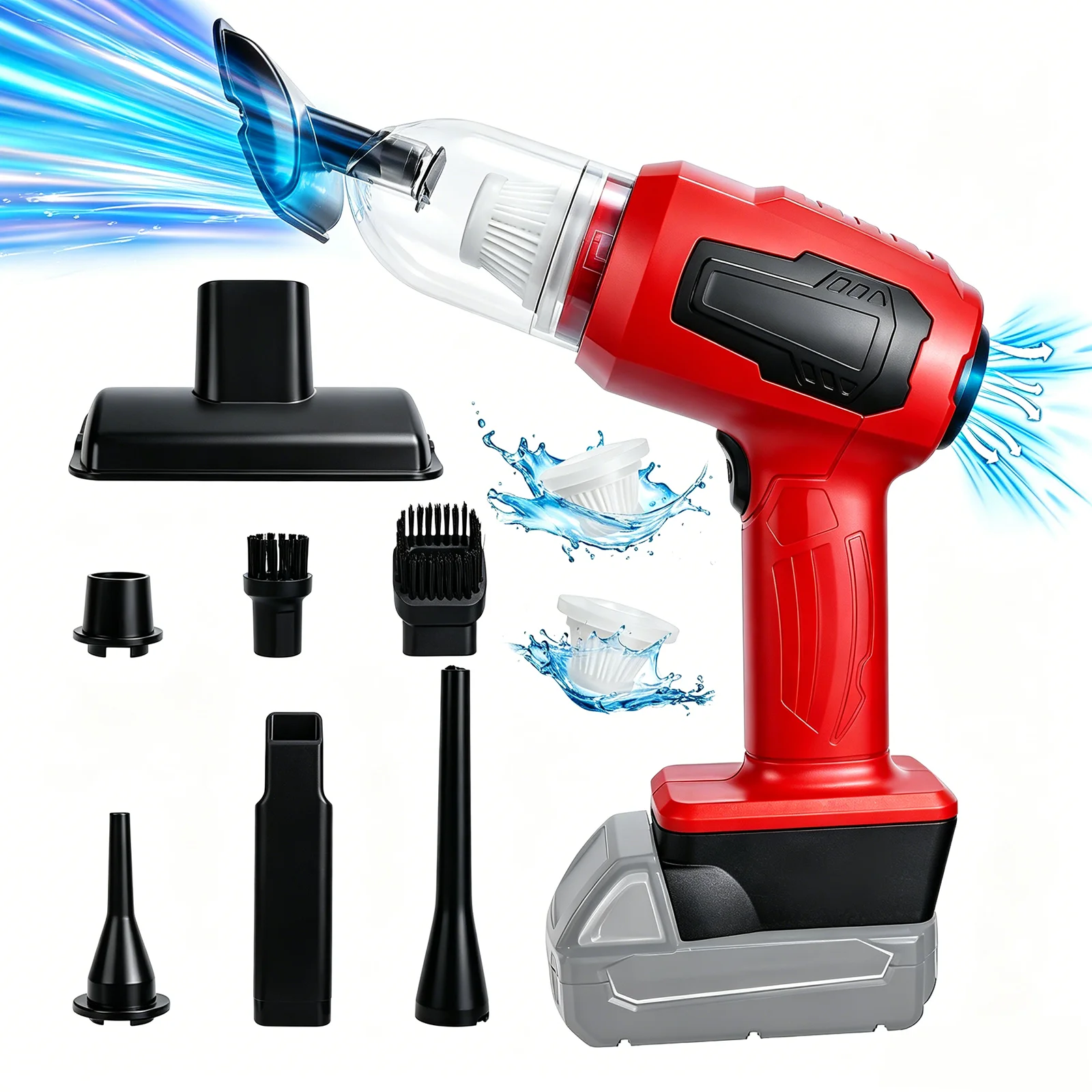 Car Vacuum 10000Pa 2 in 1 Portable Cordless Vacuum Cleaner & Air Duster with Multi-Nozzles for Milwaukee 18V Battery Pin
Car Vacuum 10000Pa 2 in 1 Portable Cordless Vacuum Cleaner & Air Duster with Multi-Nozzles for Milwaukee 18V Battery Pin