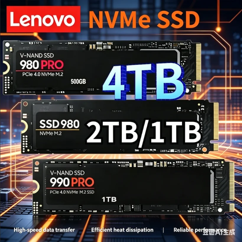Lenovo 980Pro/990Pro M2 NVMe PCIe 4.0 SSD 7400MB/s 1TB 2TB 4TB High Performance Internal Storage for Laptops & Desktop PCs
Lenovo 980Pro/990Pro M2 NVMe PCIe 4.0 SSD 7400MB/s 1TB 2TB 4TB High Performance Internal Storage for Laptops & Desktop PCs