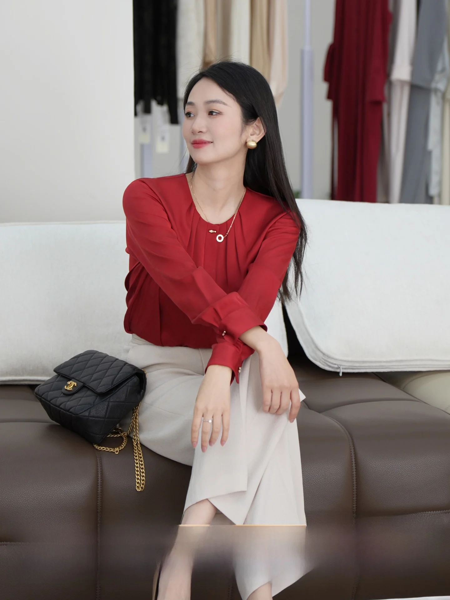 CVANEA Spring 2026 Red Long Sve Casual Women's irt Elastic Silk Blend Comfortable Breathable round Ne Regular Fit
CVANEA Spring 2026 Red Long Sve Casual Women's irt Elastic Silk Blend Comfortable Breathable round Ne Regular Fit