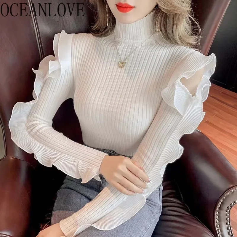 OCEANLOVE Ruffles Women Sweaters Solid Autumn Winter Hollow Out Vintage Short Pullovers Korean Fashion Elegant Pull Femme
OCEANLOVE Ruffles Women Sweaters Solid Autumn Winter Hollow Out Vintage Short Pullovers Korean Fashion Elegant Pull Femme