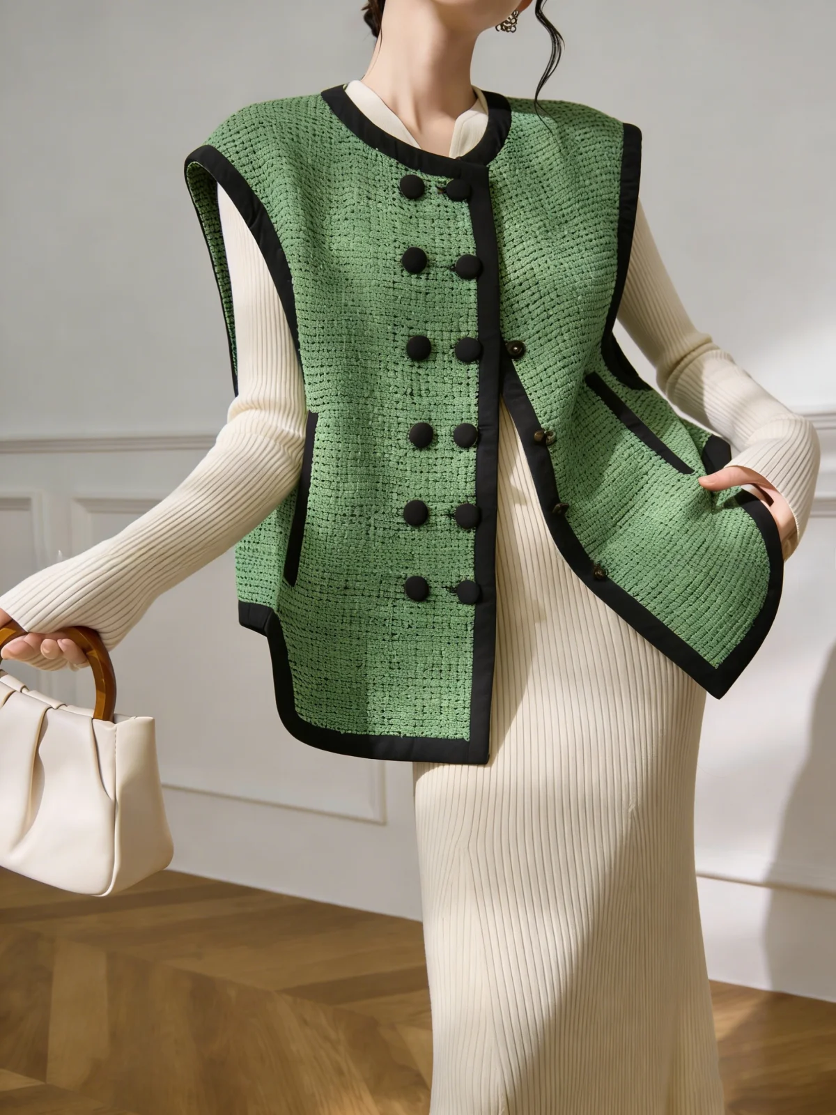 Elegant Green Vest Women's Fashion Slimming Top Simple Stylish New 2026 Trendy Retro Style Loose Fit Long Sleeve round Neck
Elegant Green Vest Women's Fashion Slimming Top Simple Stylish New 2026 Trendy Retro Style Loose Fit Long Sleeve round Neck